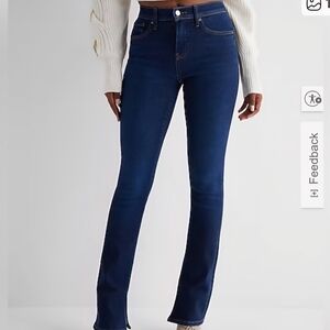 Express Women's Mid Rise Medium Wash FlexX Skyscraper Jeans Size 6R Split Hem